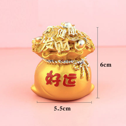 New Chinese-Style Festive Fortune Tree Resin Ornament for Office Desk, with Ingot and Lucky Bag, New Year Gift, Treasure Bowl