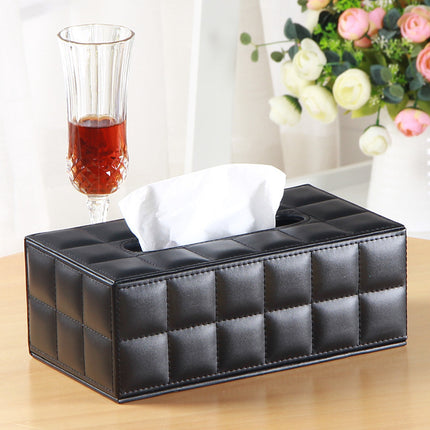 Leather Rectangular Creative Hotel Tissue Box European-style Car Tissue Box Leather Living Room Tissue Box Household Paper