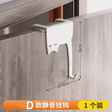 Behind the door hook storage rack punch-free kitchen cabinet door wall hanging hanger storage clothes hat key artifact
