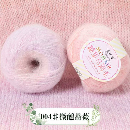 Candy Mohair Section Dyed Wool Hand-Knitted Sweater Cardigan Colorful Gradient Wool Thread Fine Wool Thread