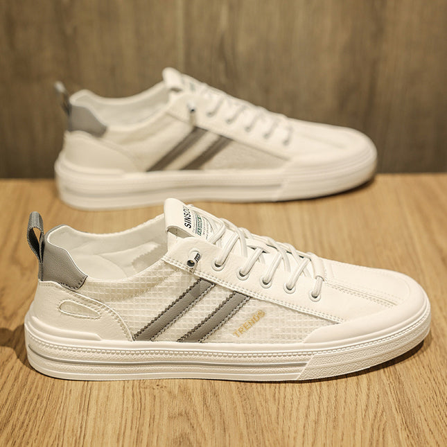 Men's Summer Breathable Ice Mesh Slip-On Non-Slip Anti-Odor Casual Sneakers Sports High-End White Trendy Shoes
