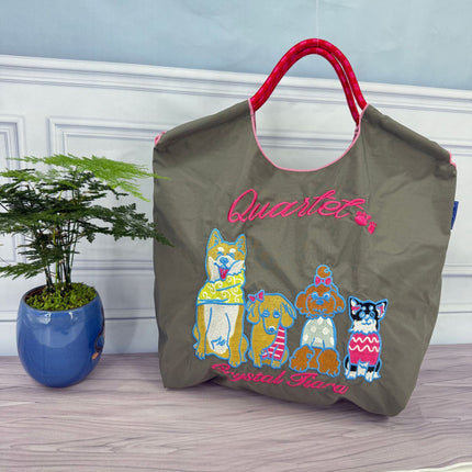 ball chain Japanese high quality eco-friendly shopping bag embroidered hand canvas bag nylon shopping bag