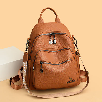 2025 female Korean fashion new ladies backpack European and American trend simple versatile soft leather shoulder bag wholesale