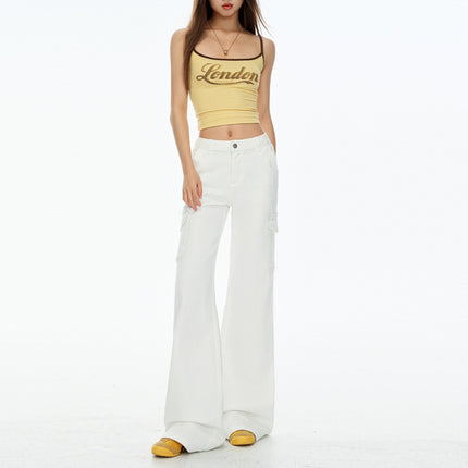 Raccoon House # Khaki New Stretch Work Jeans for Women, Low-Waisted, Leg-Free, Versatile, Slimming, Micro-Flared Pants for Women