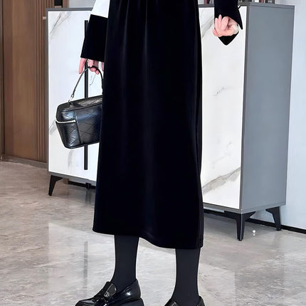 Velvet Skirt Women's Thickened Autumn and Winter 2024 New Style Hip-Hugging Skirt Mid-Length High-Waisted Straight Skirt Mid-Length Skirt