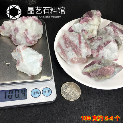 Natural pink tourmaline original stone decoration home desktop office decoration plant landscape Stone Children's teaching ore