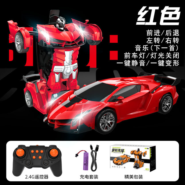 Cross-Border Rc One-Click Deformation Car Electric Robot Model Boy King Kong Kidsren's Toy Rechargeable Remote Control Car