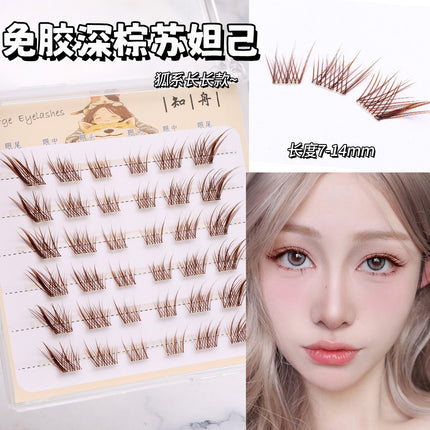 [6 Rows of Glue-Free] New Chinese Style Qingqiu Fox New Soft New Fox False Eyelashes Natural Photogenic Oblique Flying Style
