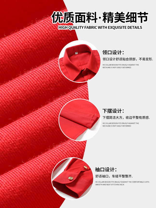 Red Uniform Shirt Security Property Guard Concierge Clothing Security Clothing Work Clothes Shirt Professional Drummer Performance Clothes