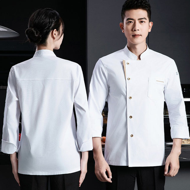 New Stretch Chef Work Clothes Long-sleeved Autumn and Winter Restaurant Baking Men's and Women's Short-sleeved Kitchen Work Clothes