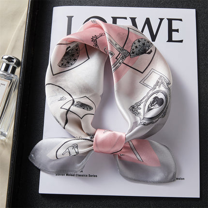 100% Silk Scarf Real Silk Premium Hangzhou Silk Small Square Scarf Spring and Autumn All-match Neck Protection Decorative Shirt Professional Scarf