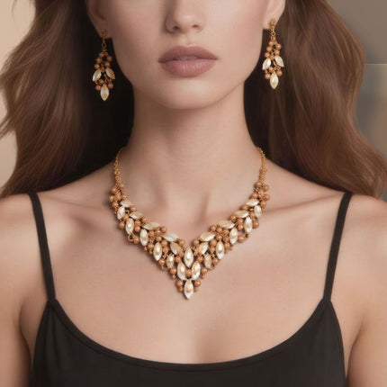 European and American Cross-Border Necklace, Earrings, Jewelry Set, Bridal Banquet Dress Accessories, Fashionable Women's Jewelry, Light Luxury Style