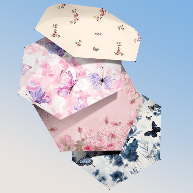 Sunny Umbrella Folding Ultra Light Small Flat Six-fold Umbrella Sun Protection Sunshade Sun Umbrella UV Protection Mini Pocket Umbrella