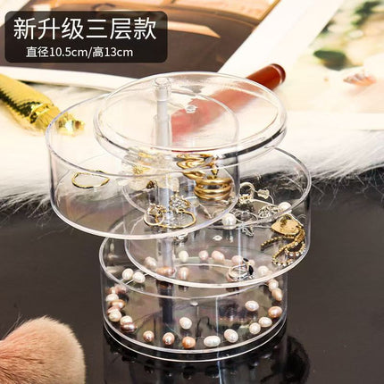 Desktop Storage Box Earrings Hairpin Jewelry Cosmetics Jewelry Multifunctional Sundries Transparent Rotating Storage Box