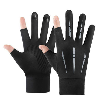 Cycling Gloves, Outdoor Driving Gloves, Electric Vehicle Sun Protection Gloves, Non-Slip Touch Screen Fingerless Gloves, Men's Fishing Ice Silk Gloves Wholesale