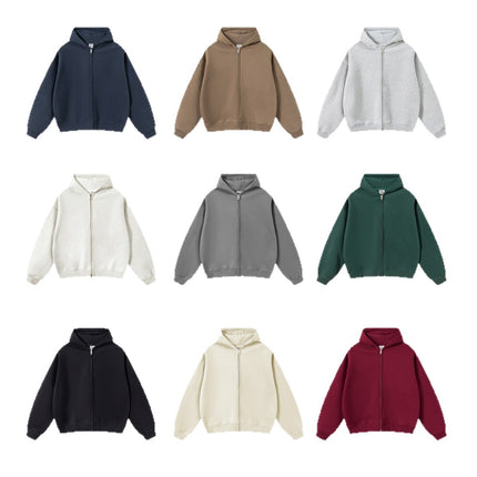Cai Xiang Island Men's Boxy Fit Heavyweight Hoodie 350g Fleece Hoodie Double Zipper Sweatshirt for Men