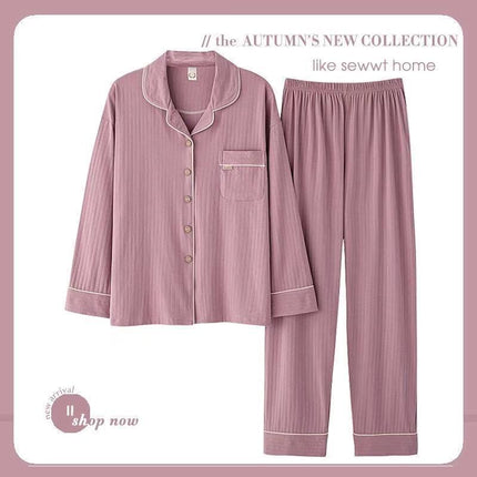 Women's cotton pajamas Spring and Autumn long-sleeved winter plus size summer suit homewear can be worn outside