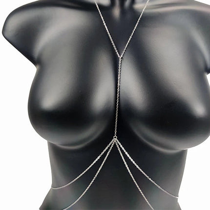 European and American Cross-Border Jewelry Sexy Exaggerated Beach Chain Chest Chain Nightclub Beach Fashion Sequin Tassel Body Chain