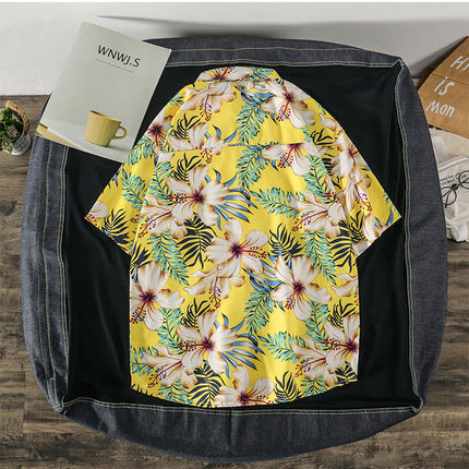 Summer Short-Sleeved Shirt for Men Ins Retro Funny Human Head Personalized Print Trendy Brand Korean Style Loose Shirt Trendy Top