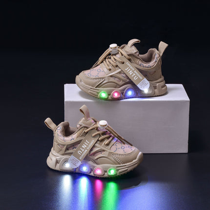 Spring and Summer New Children's Luminous Cloth Noodles for Boys sneaker 1-6 Years Old LED Light Shoes Casual Girls Schoolwalking Lights Shoes