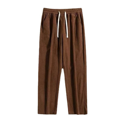 Japanese-style Brown brown Corduroy Pants Men's Spring and Autumn Thin Straight Trousers Trendy Brand Loose Casual Pants Men's