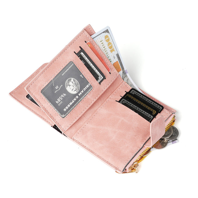 New Women's Wallet Short Zipper Wallet Korean Version Versatile Coin Purse Multi-Card Slot Buckle Card Holder Factory Direct Supply