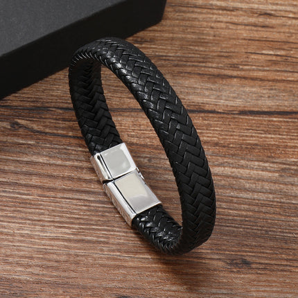Cross-Border European and American Couple's Best-Selling Leather Bracelet, Niche Men's and Women's Leather Rope Magnetic Buckle Bracelet, Trendy and Simple
