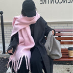 Solid color oversized scarf - extra thick - pink
