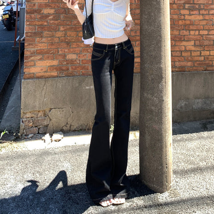Raccoon House # 2025 Autumn and Winter New Products｜Modern Classics｜Original Black Low Waist Fashionable Spicy Flared Jeans for Women