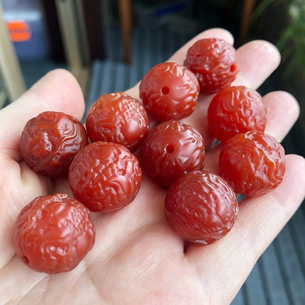 Old Agate Pattern Beads Red Agate Auspicious Cloud Pattern Loose Beads DIY Cultural Toy Bracelet Beads Accessories Beading Material Wholesale