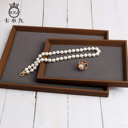 Peach Wood Jewelry Display Tray Empty Tray Counter Display Viewing Tray Jewelry Storage Tray Wooden Velvet Display Stand