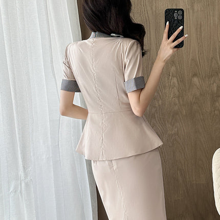 Stewardess Professional Wear Female Summer Fashion Ol Suit Beautician Workwear Sales Department Front Desk Customer Service Reception Workwear