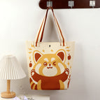 Tote bag-cute red panda-beige 51202
