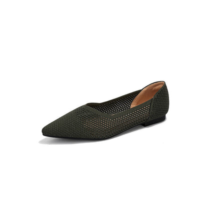 Japanese Princess Shoes Women's Pointed Shallow Mouth Flying Woven Hollow Knitted Shoes Soft Bottom Casual Flat Bottom European and American Foreign Trade Summer