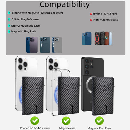 Rfid Magnetic Card Holder Apple Magsafe Card Holder Men's Wallet Portable Strong Magnetic Card Holder Carbon Fiber Pattern Card Holder