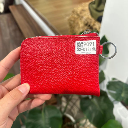 First-Layer Cowhide Zipper Coin Purse Bank Card Coin Small Leather Bag with Key Ring Mini Genuine Leather Coin Purse Wholesale