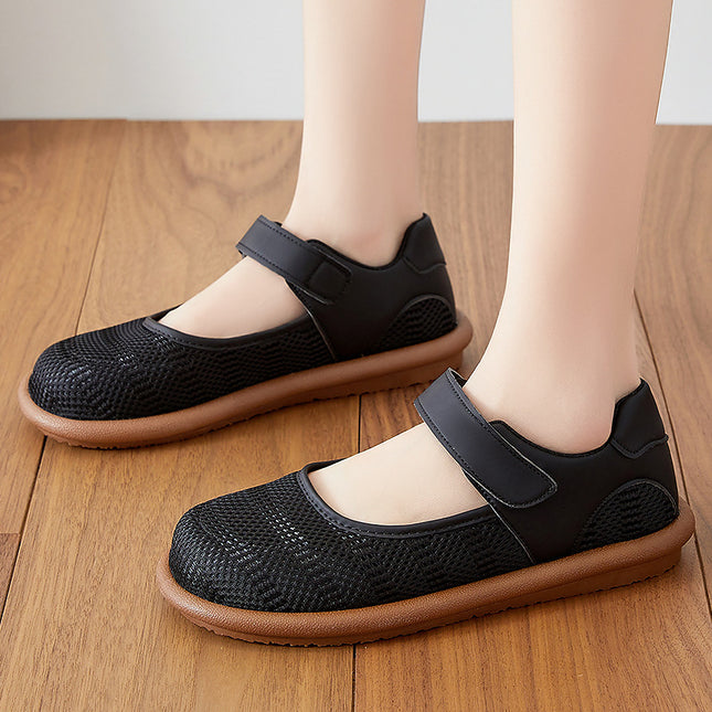 Women's Shoes, Breathable Shoes for Middle-Aged and Elderly Mothers, Single Shoes, Old Beijing Style Comfortable Grandma Shoes, Casual Soft-Soled Women's Cloth Shoes