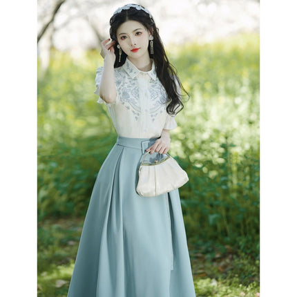 Real shot new national style Chinese element retro style new dress overskirt suit price limit +40