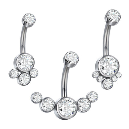 Cross-Border Titanium Alloy Belly Button Ring with Cat Claw Inlaid Zircon, Simple Piercing Jewelry Trade Factory, Fashionable and Cute