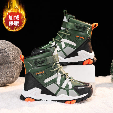 Girls' fleece-lined Thickened Northeast Snow Boots Winter New Mid-Large Children's Long Non-Slip Cold-Proof Large Cotton Shoes Boys Boots