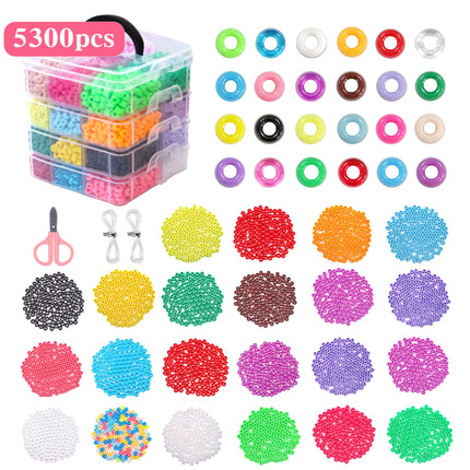 Cross-Border Amazon Four-Layer Box Kidsren's Bracelet Beaded DIY Material Package Set Bracelet Beaded Jewelry Beads