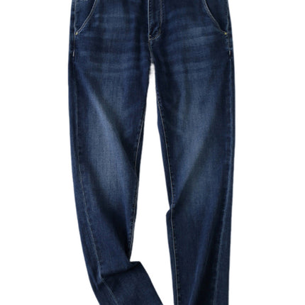 Haipai Scissors Cloud Sense Jeans Men's Spring and Autumn Simple All-match Washed Micro-elastic Loose Leg Pants Men's 1U061