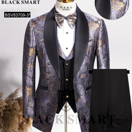 2024 Autumn and Winter New Cross-border plus size Green Fruit Collar Jacquard European and American Suit BLACK SMART Dress Performance