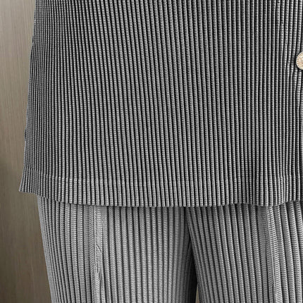 Miyake main line pleated pants women's elastic waist slimming straight pants women's pipe pants leg straight all-match casual pants