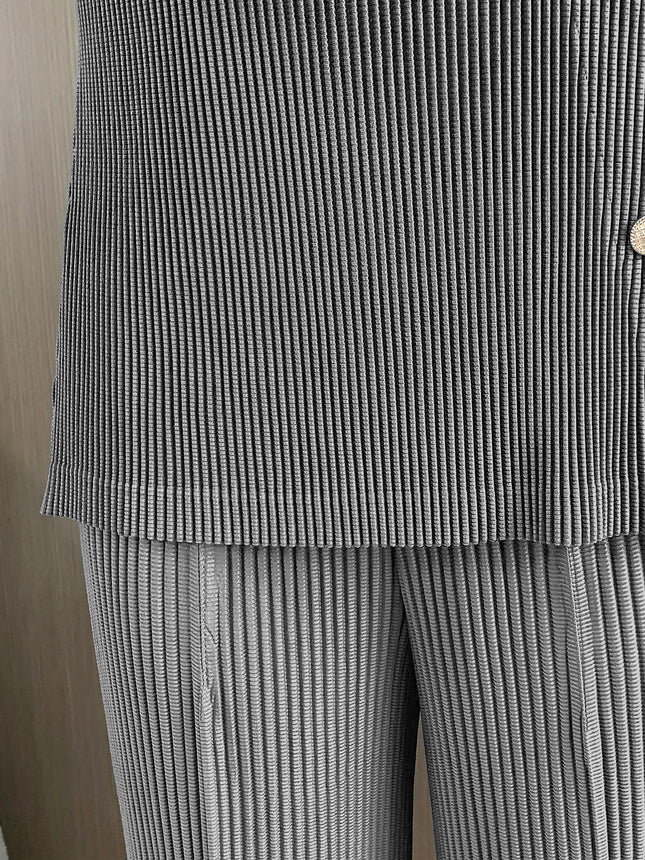 Miyake main line pleated pants women's elastic waist slimming straight pants women's pipe pants leg straight all-match casual pants