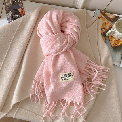 New Pure Color Imitation Cashmere Scarf for Women in Winter, Monochromatic, Versatile, High-End, Warm Neck Protection, Neck Scarf for Couples