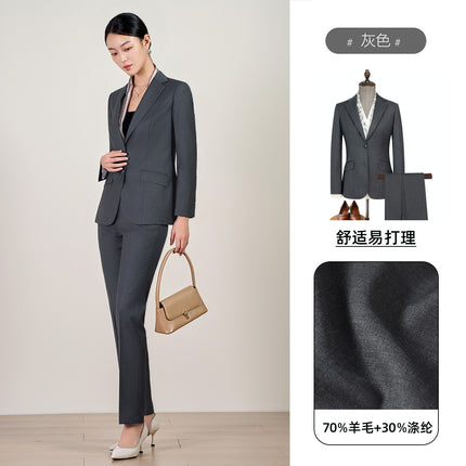 Wool Suit Jacket Women's Spring and Autumn High Sense Fashion Commuter Interview Host Professional Dress Suit Machine Washable