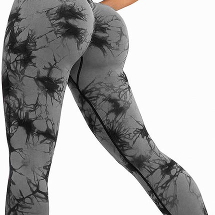 High-Waisted Tie-Dye Butt-Lifting Fitness Pants, Breathable Peach-Lift Compression Training Nine-Point Yoga Pants Define