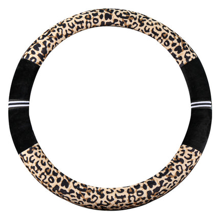 Winter New Steering Wheel Cover Stuffed Warm Handle Cover Fashion Leopard Steering Wheel Cover Car Winter Handle Cover