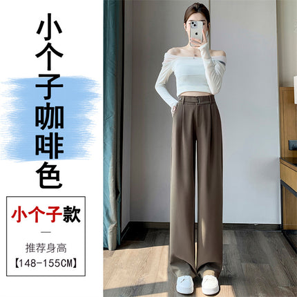 Grey high-end suit pants women's spring and autumn drape pants 2024 new small straight pants narrow wide leg pants